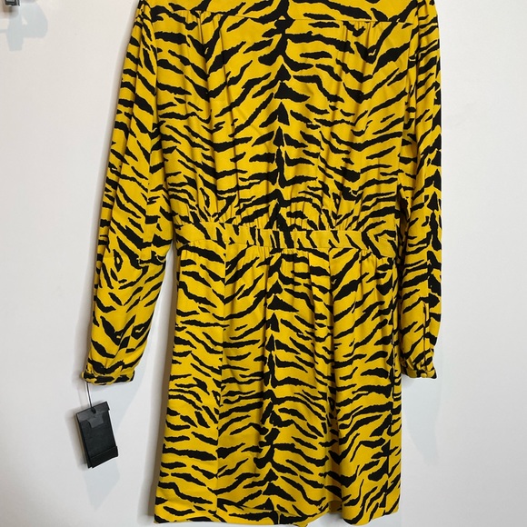SAINT LAURENT L NWT Fr42 Short dress animal print new yellow black long sleeves - Picture 11 of 11